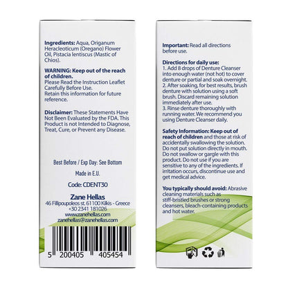 Zane Hellas Denture Cleaner with Oregano Oil | 100% Herbal, 1 oz