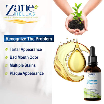 Zane Hellas Denture Cleaner with Oregano Oil | 100% Herbal, 1 oz