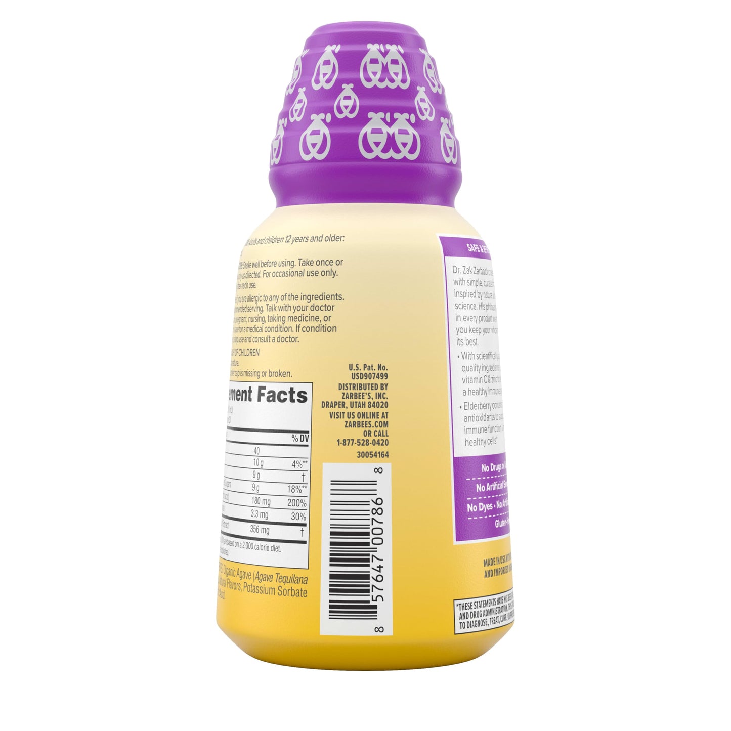 Zarbee's Liquid Daily Immune Support – Elderberry, Vitamin C & Zinc (8 fl oz)