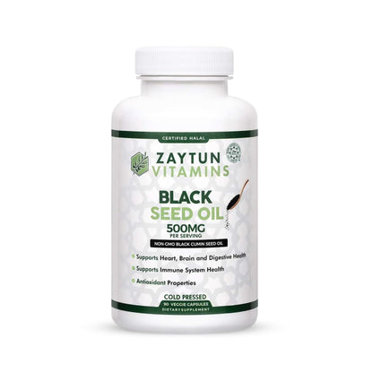 Zaytun Halal Black Seed Oil – 90 Veggie Capsules | Cold-Pressed, Non-GMO, Made in USA