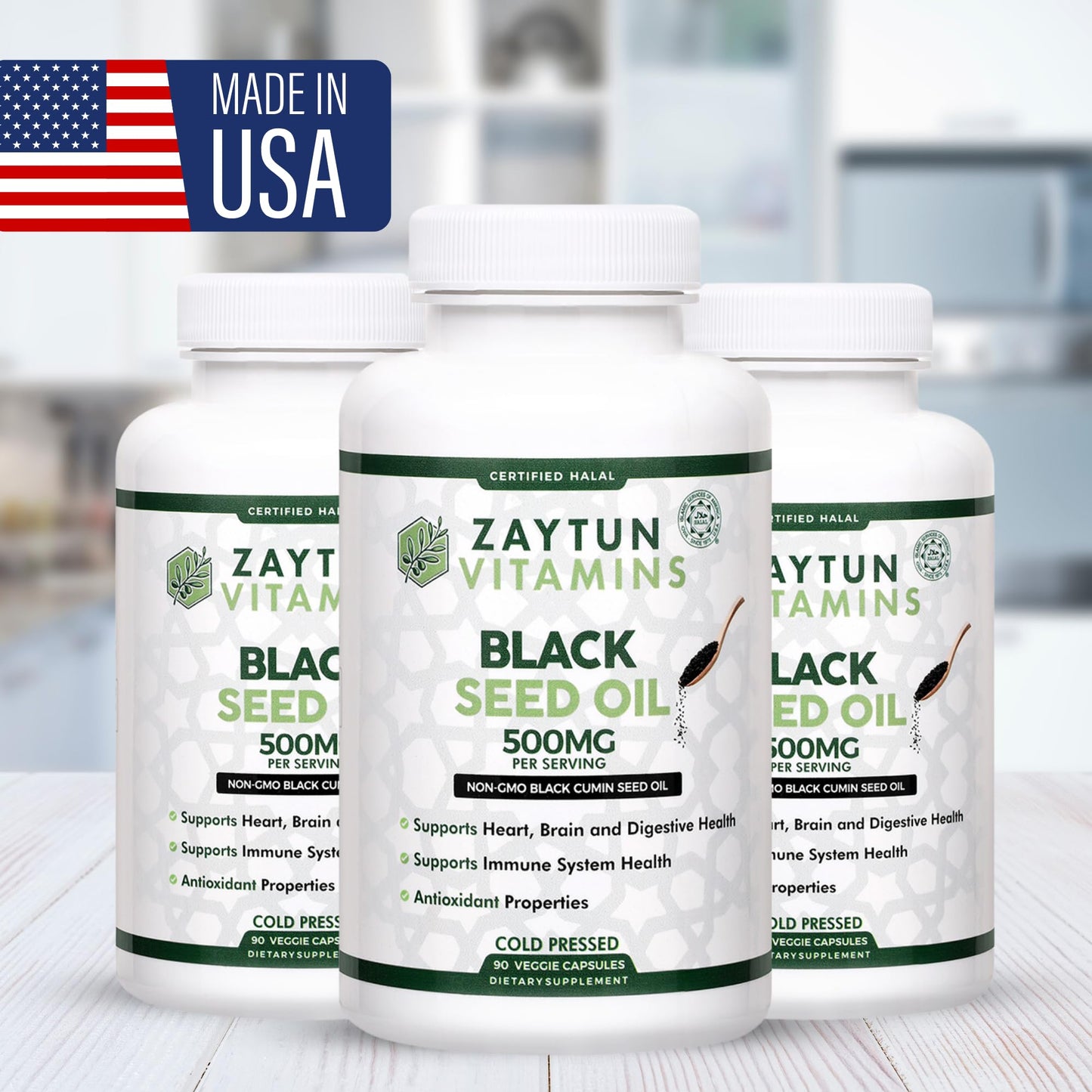Zaytun Halal Black Seed Oil – 90 Veggie Capsules | Cold-Pressed, Non-GMO, Made in USA