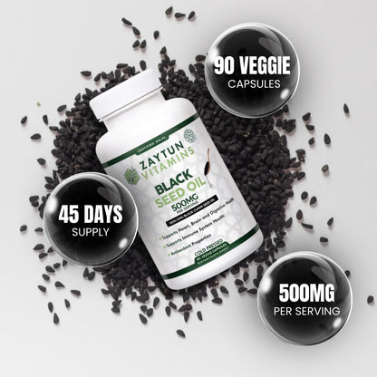 Zaytun Halal Black Seed Oil – 90 Veggie Capsules | Cold-Pressed, Non-GMO, Made in USA