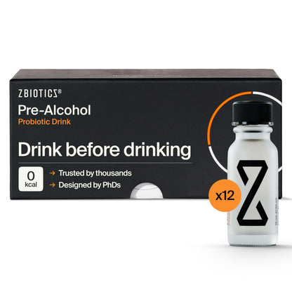 ZBiotics — Feel Better After Drinking, Wake Up Refreshed, Science-Backed Probiotic for Easier Mornings, Travel-Friendly 12-Pack of 0.5 Fl Oz Bottles