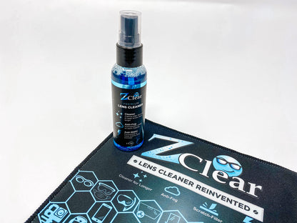 Zclear 2 oz Eye Glasses Cleaner + Microfiber Cloth | Anti-Fog Spray | Made in USA