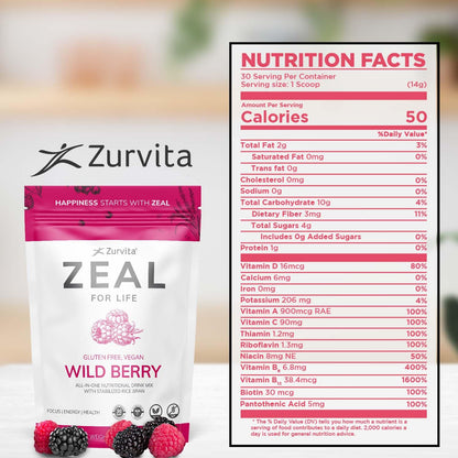 Zurvita Zeal for Life 30-Day Wellness Bag – Wild Berry Flavor (420 g)