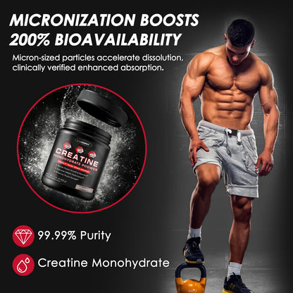 ZEBORA Micronized Creatine Monohydrate Powder – 5G Creatine, 75 Servings