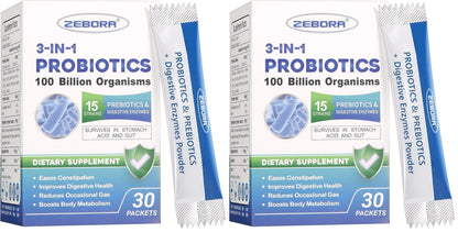 ZEBORA Probiotics for Women & Men – 100B CFU, 15 Strains, Prebiotics & Enzymes (Pack of 2)