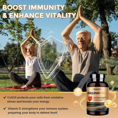 ZEBORA Ubiquinol CoQ10 200mg Softgels – 4-in-1 Antioxidant with Max Absorption (Pack of 2)
