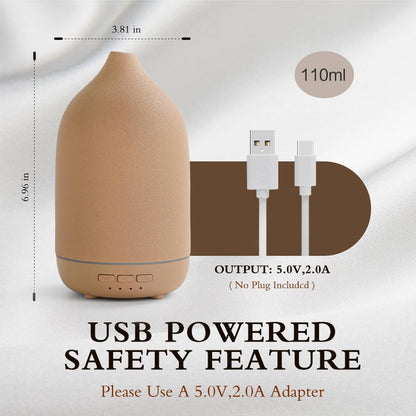ZEIGGA LAB Essential Oil Diffuser – 120ml Ceramic Humidifier, 5 Timers, Auto-Off, 7-Color LED