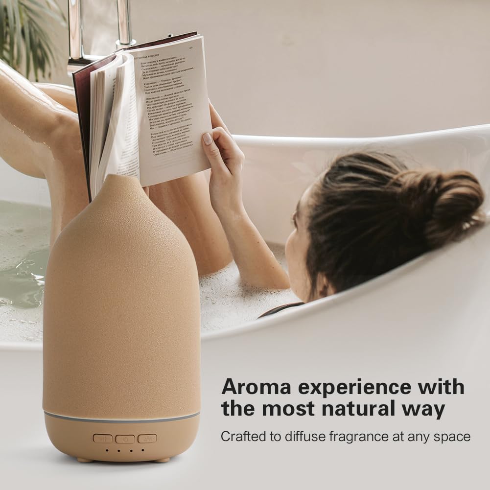 ZEIGGA LAB Essential Oil Diffuser – 120ml Ceramic Humidifier, 5 Timers, Auto-Off, 7-Color LED