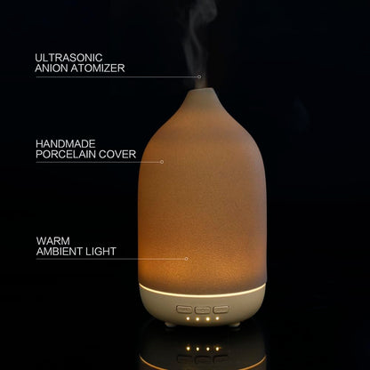 ZEIGGA LAB Essential Oil Diffuser – 120ml Ceramic Humidifier, 5 Timers, Auto-Off, 7-Color LED