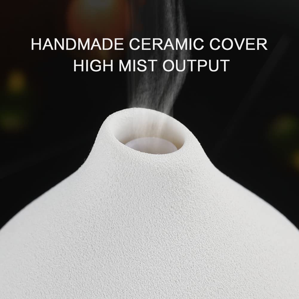 ZEIGGA LAB 100ml Ceramic Essential Oil Diffuser - Large Room, 5 Timers, Auto-Off, Warm Ambient Light