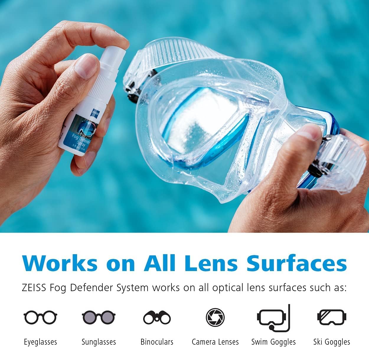 ZEISS Fog Defender System Anti-Fog Kit for Glasses – 3 Pack (3 Bottles & 3 Microfiber Cloths)