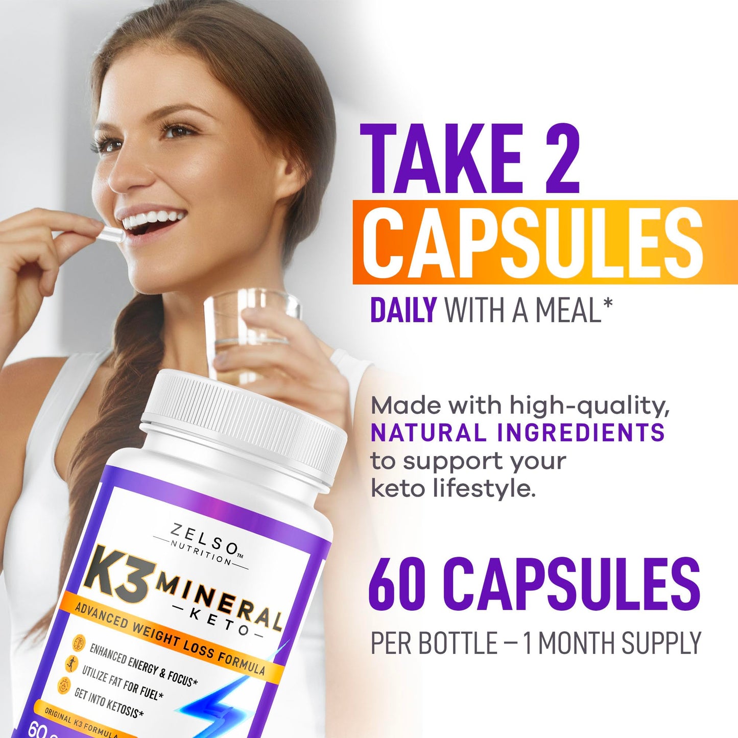 ZELSO K3 Mineral Pills (2 Pack) for Keto Support – Vegan, USA Made