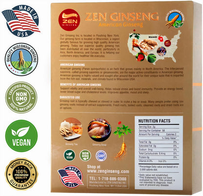 Zen Ginseng – American Wisconsin Ginseng Slices (8 oz, 2 Boxes) for Energy, Focus & Mood