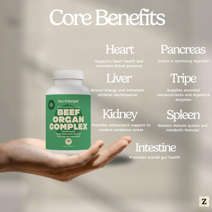 Zen Principle Grass-Fed Beef Organs Supplement – Desiccated Liver, Heart, Kidney & More | 2-Pack NZ Pasture-Raised