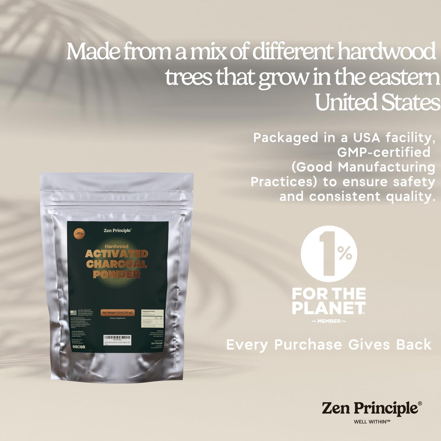 Zen Principle Hardwood Activated Charcoal Powder – All Natural 40 oz | Teeth Whitening, Skin & Hair Health, Digestive Support | 100% USA Hardwood