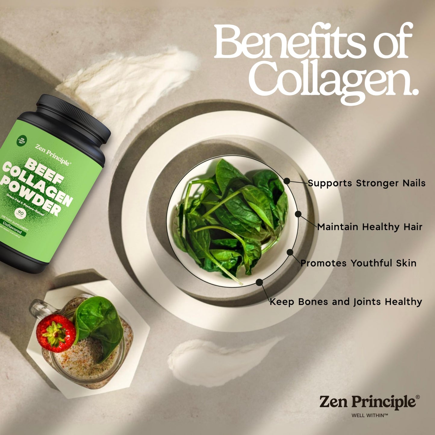 Zen Principle Grass-Fed Collagen Peptides — 3 lb Agglomerated Hydrolyzed Powder | Paleo & Keto Friendly