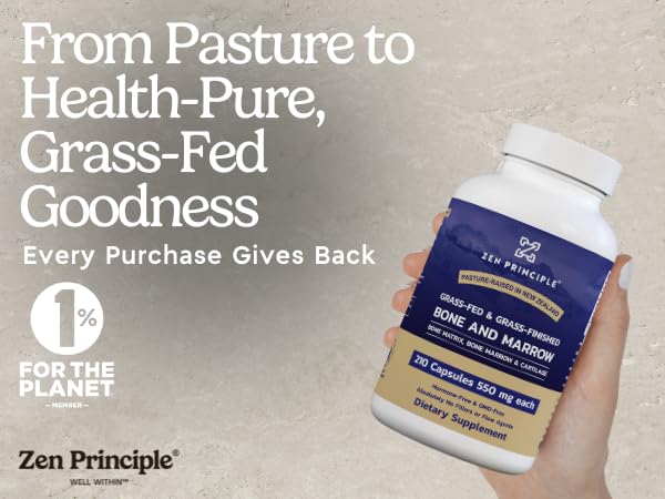 Zen Principle Grass-Fed Beef Bone Marrow Supplement – 210 Capsules