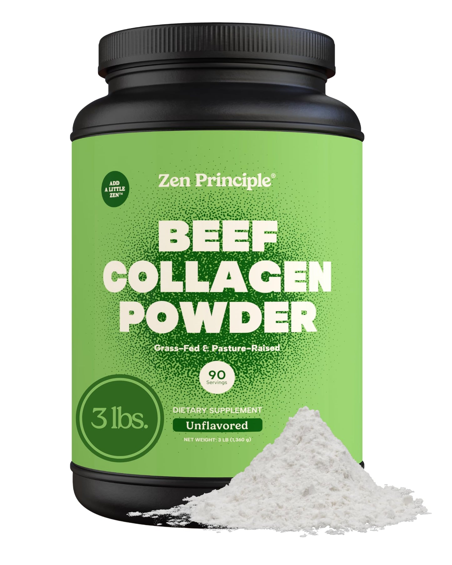 Zen Principle Grass-Fed Collagen Peptides — 3 lb Agglomerated Hydrolyzed Powder | Paleo & Keto Friendly