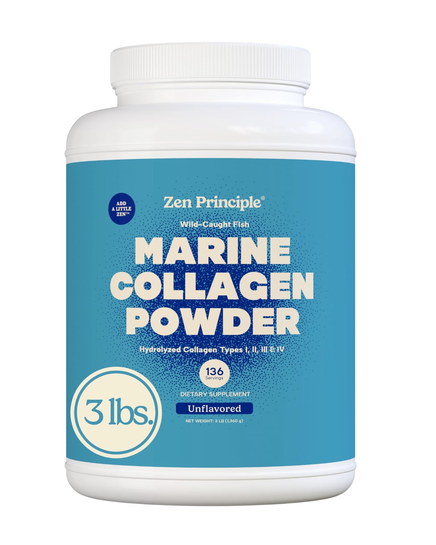 Zen Principle Marine Collagen Peptides – 3lb, Wild-Caught, Non-GMO, Unflavored