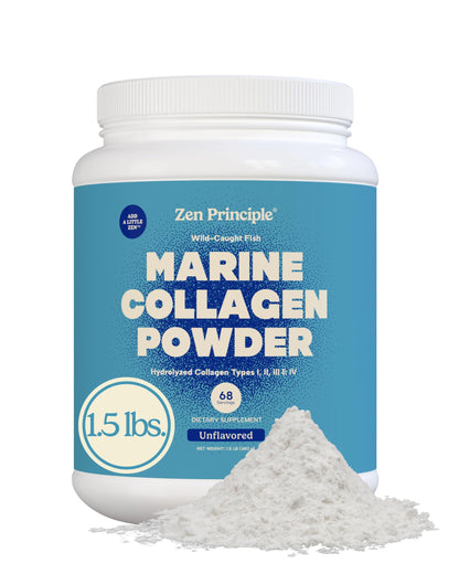 Zen Principle Marine Collagen Peptides Powder – 1.5 lb, Wild-Caught, Non-GMO, Hydrolyzed Type I & III