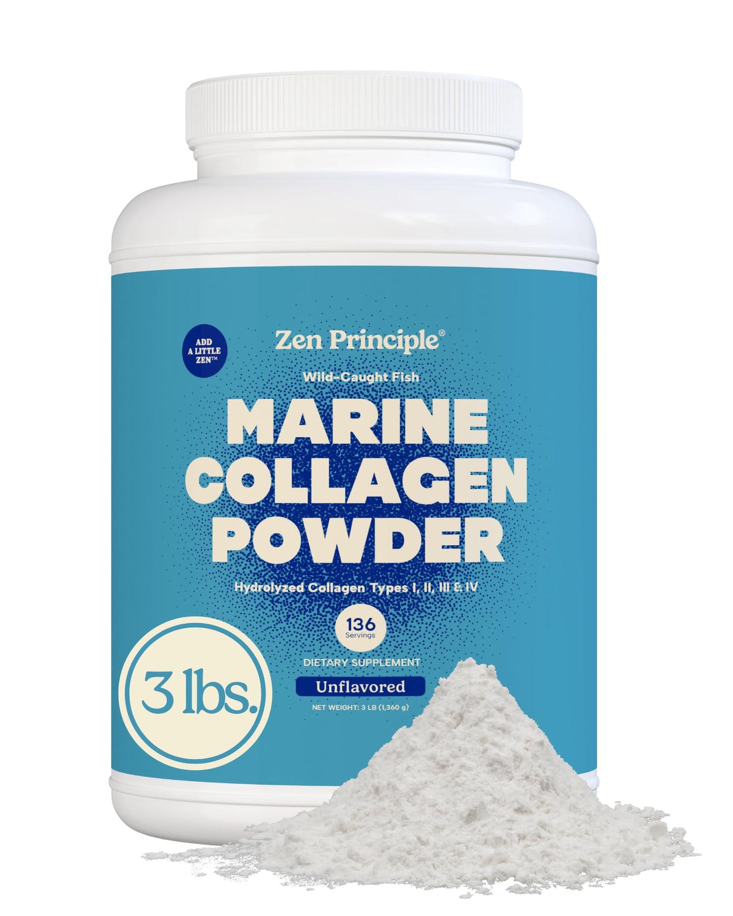 Zen Principle Marine Collagen Peptides – 3lb, Wild-Caught, Non-GMO, Unflavored
