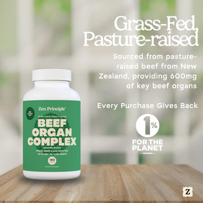 Zen Principle Grass-Fed Beef Organs Supplement – Desiccated Liver, Heart, Kidney & More | 2-Pack NZ Pasture-Raised