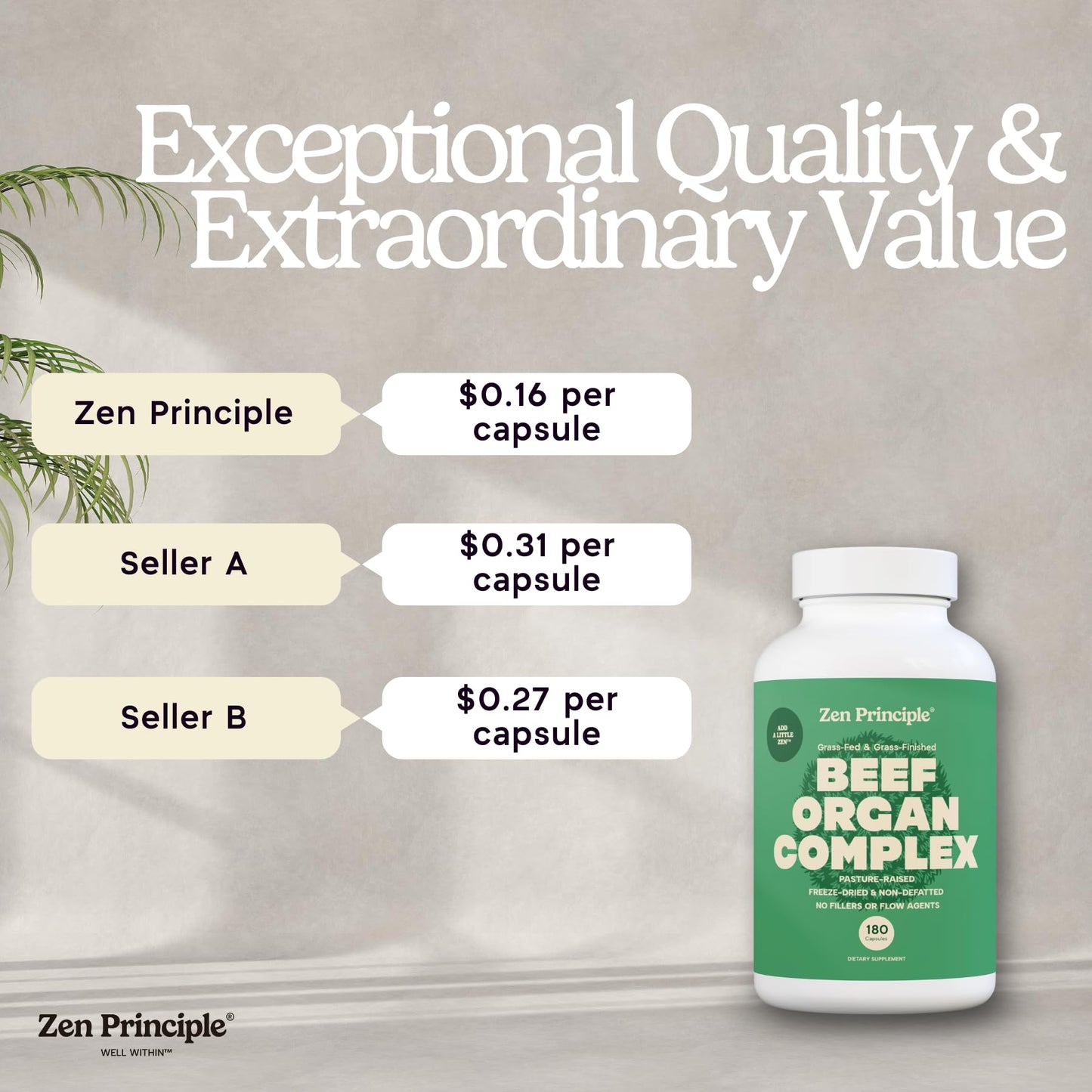Zen Principle Grass-Fed Beef Organs Supplement – Desiccated Liver, Heart, Kidney & More | 2-Pack NZ Pasture-Raised