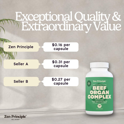 Zen Principle Grass-Fed Beef Organs Supplement – Desiccated Liver, Heart, Kidney & More | 2-Pack NZ Pasture-Raised