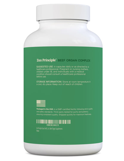 Zen Principle Grass-Fed Beef Organs Supplement – Desiccated Liver, Heart, Kidney & More | 2-Pack NZ Pasture-Raised
