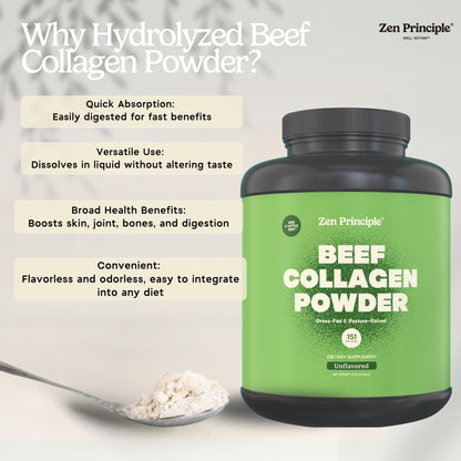Zen Principle Grass-Fed Collagen Peptides 5 lb – Anti-Aging Protein Powder