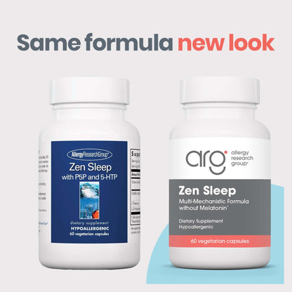 Allergy Research Group Zen Sleep – GABA L-Theanine Sleep Supplement with 5-HTP, P5P, and Vitamin B6 | 60 Vegetarian Capsules