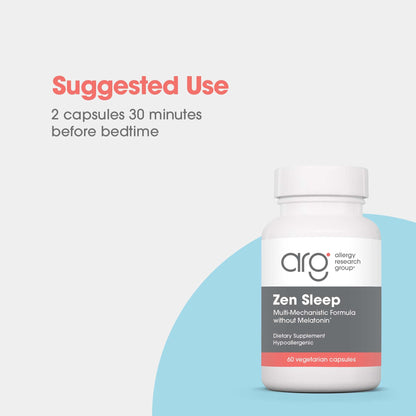 Allergy Research Group Zen Sleep – GABA L-Theanine Sleep Supplement with 5-HTP, P5P, and Vitamin B6 | 60 Vegetarian Capsules