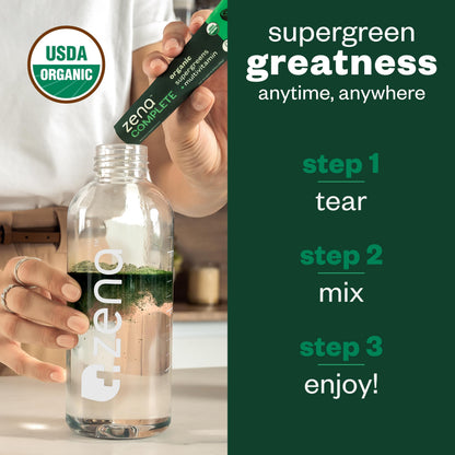 Zena Nutrition Complete Organic Super Greens Powder & Multivitamin – Watermelon Citrus, 30 Packets