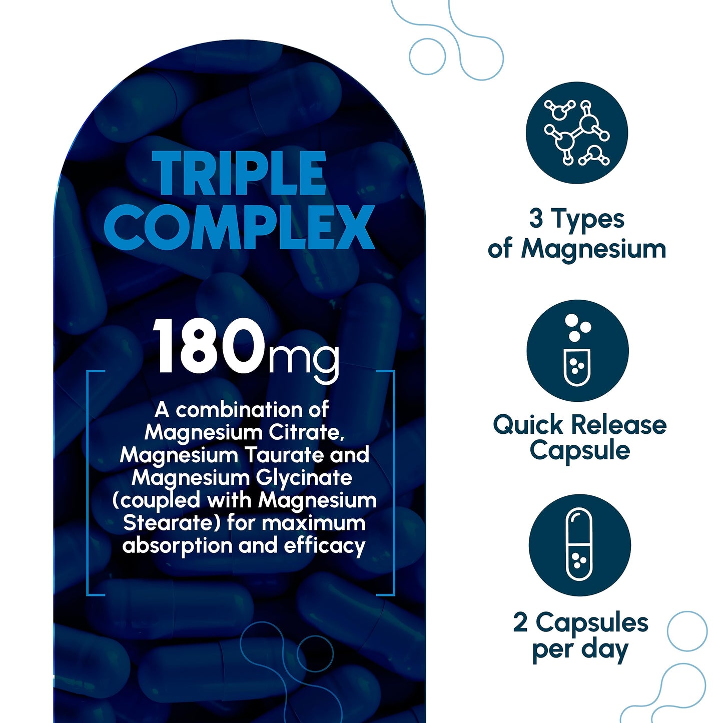 Zenavea Triple Magnesium Complex - 120 Vegan Capsules (180mg Mg)