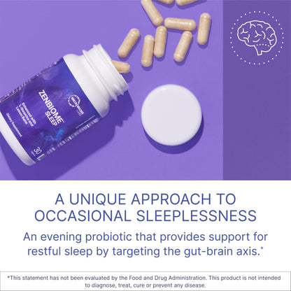 Microbiome Labs Zenbiome Sleep – L-Theanine, Lemon Balm & Probiotics for Nighttime Calm (30 Capsules)
