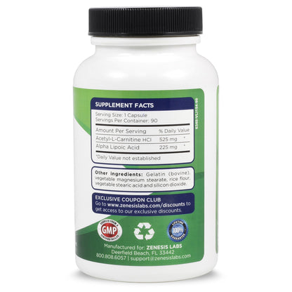 Zenesis Labs Acetyl L-Carnitine with Alpha Lipoic Acid - 90 Capsules