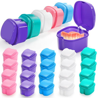 ZENFUN 20-Pack Denture Cases | Bulk Denture Box with Strainer Basket