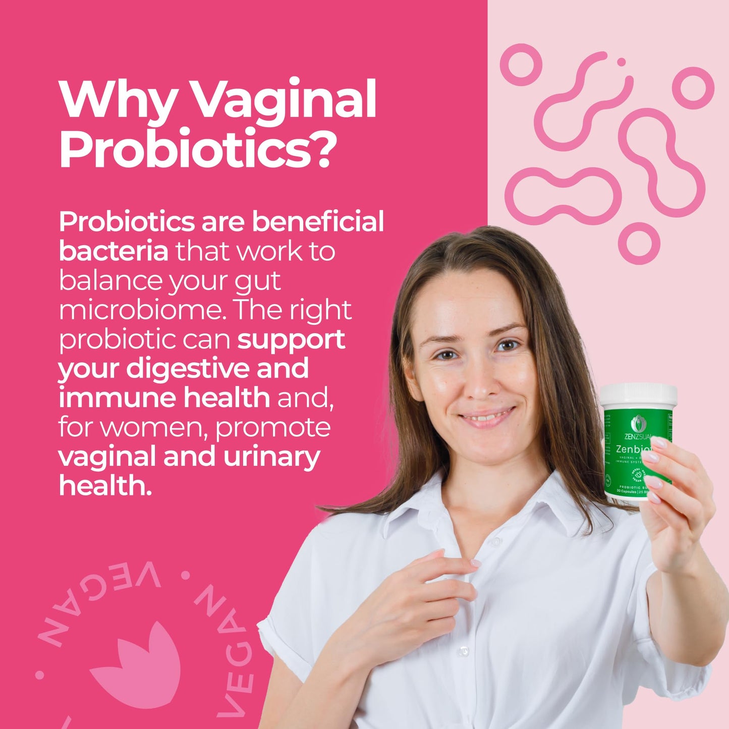 ZENZSUAL Zenbiotic Probiotics for Women – 25B CFU, Vaginal Health & pH Balance | 30 Vegan Capsules
