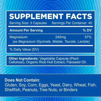 Zentastic Magnesium Complex – 600 Magnesium Capsules – Chelated Magnesium Glycinate, Malate, Taurate & Lactate | Support Bones & Muscles