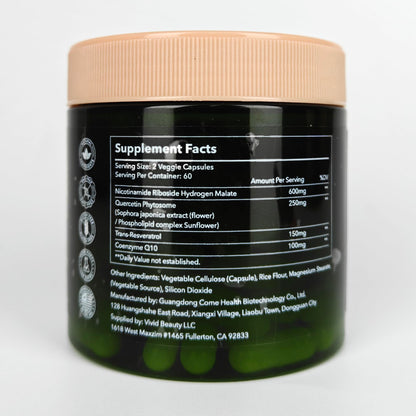 ZenUP NAD+ Supplement | 1100mg Liposomal NR with Resveratrol & Quercetin | Energy & Skin Support | 120 Caps