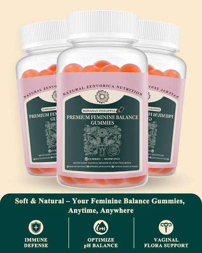 Zenvorica Feminine Balance Gummies for Women – Pineapple Probiotic, pH & Odor Support