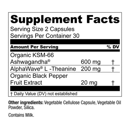 Live Conscious KSM-66 Ashwagandha with L-Theanine & AlphaWave – ZenWell 2-Pack (60 Capsules)