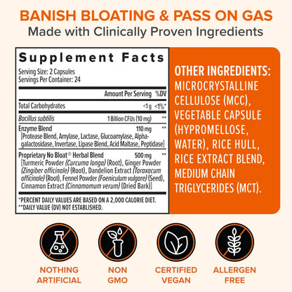 Zenwise No Bloat Digestive Enzymes for Gut Health - 48 Count