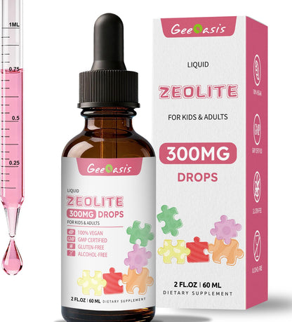 Zeolite Detox Drops for Kids & Adults  300 mg Clinoptilolite, 2 oz
