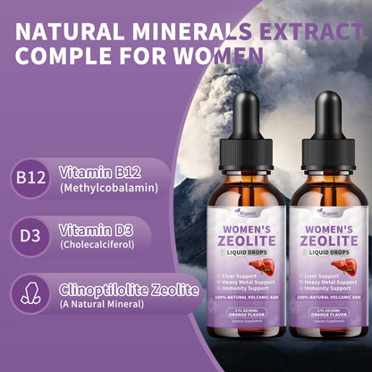 Zeolite Drops for Women – 99% Pure Volcanic Ash, Vegan & Non-GMO