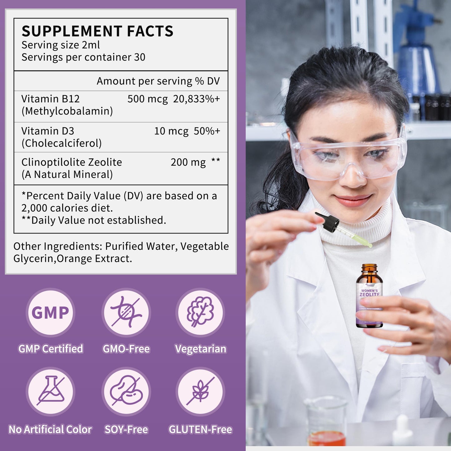 Zeolite Drops for Women – 99% Pure Volcanic Ash, Vegan & Non-GMO