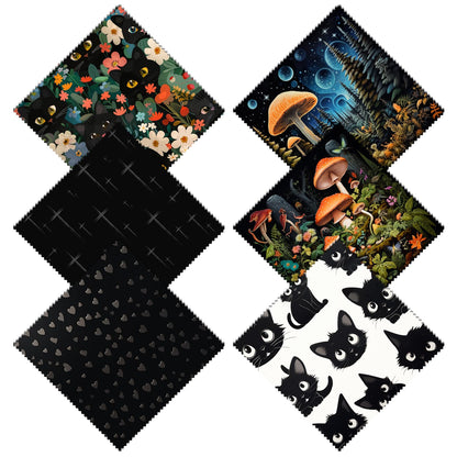 Zewurtuw 6-Pack Glasses Cleaning Cloth – Microfiber Lens Cloth 6.3x6.3 in Mushrooms Cat Pattern