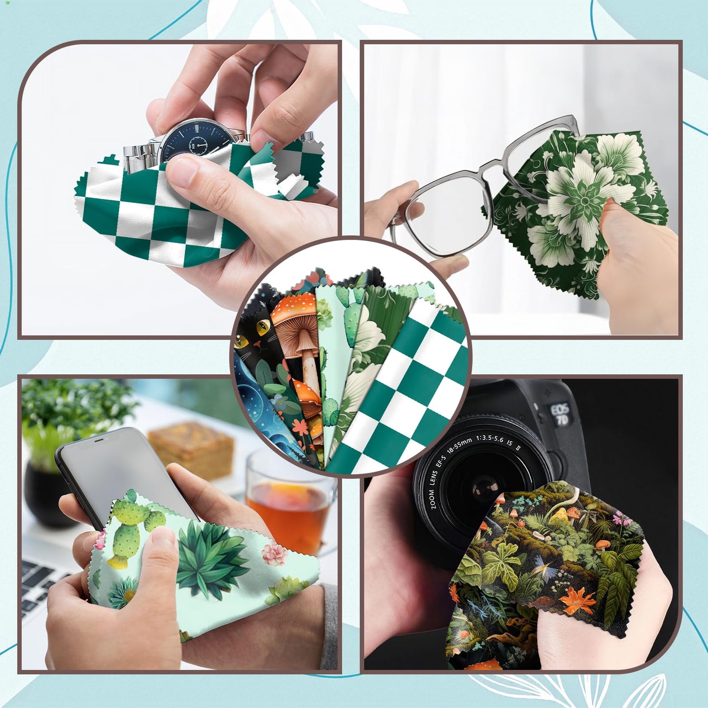 Zewurtuw 6-Pack Microfiber Glasses Cleaning Cloths – 6.3x6.3 in – Green